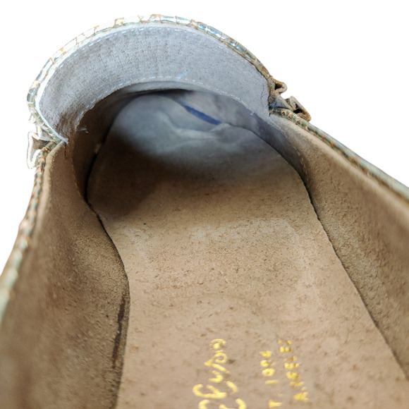 Seychelles Gold Metallic Powerful Leather Snakeskin Fringe Loafers 6.5 Holiday - Picture 13 of 13